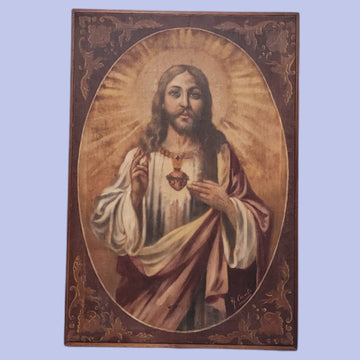 Sagrado Corazón de Jesús en óleo sobre tela